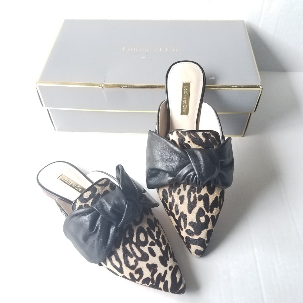 Louise et Cie CELA MULE leaopard print cow hair